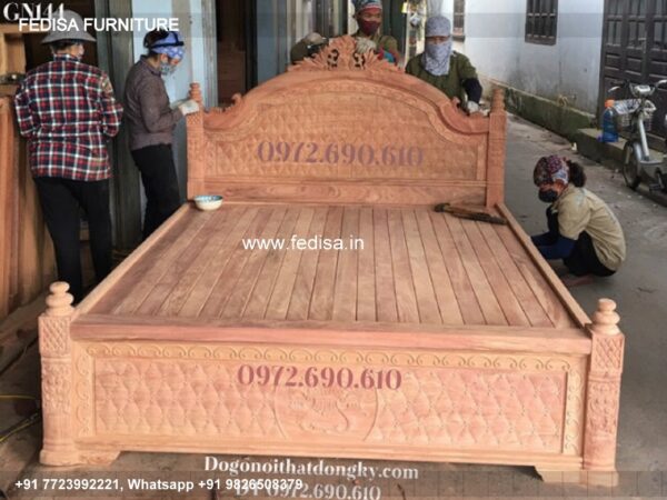 Wooden Bed White Wooden Bed Frame Double Mirror Above Bed No-5088