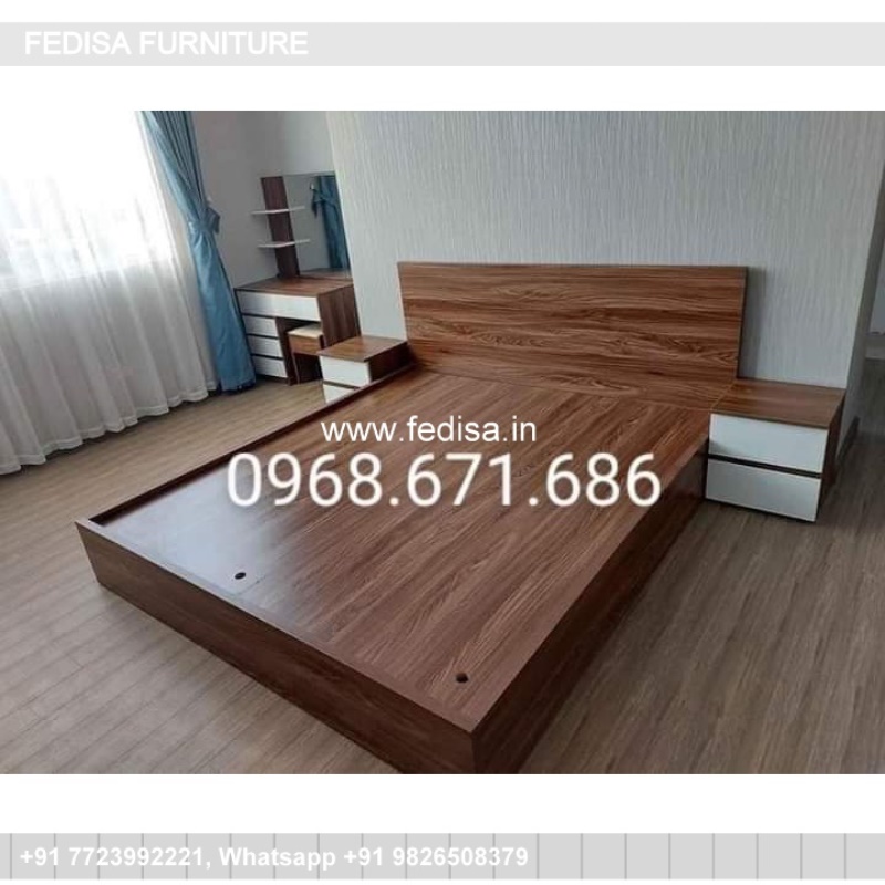 Wooden Bed Double Cot Wooden White Chest No-5090