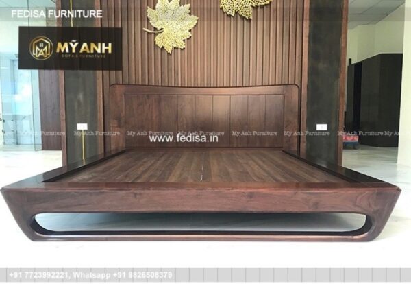 Wooden Bed Bed Back Design Wooden Brown Bedroom No-5120