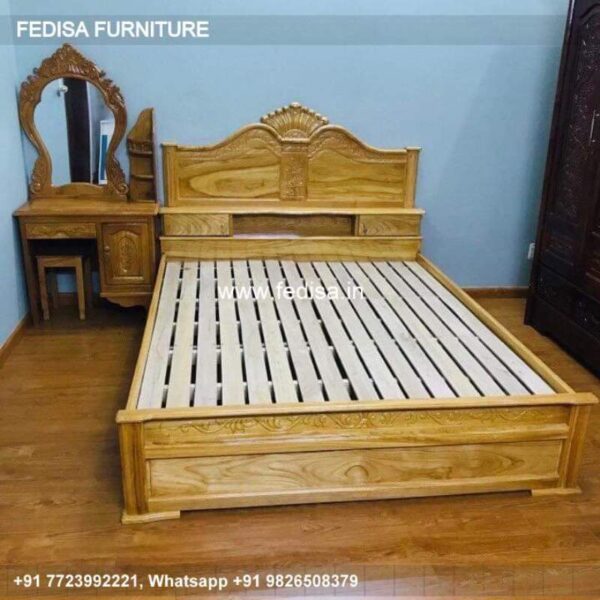 Wooden Bed White Wooden Bed Frame Stylish Bed No-5147