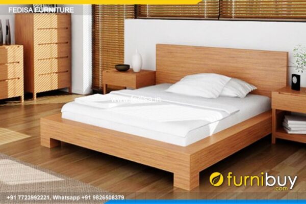 Wooden Bed White Wooden Double Bed Mirror In Bedroom No-5151