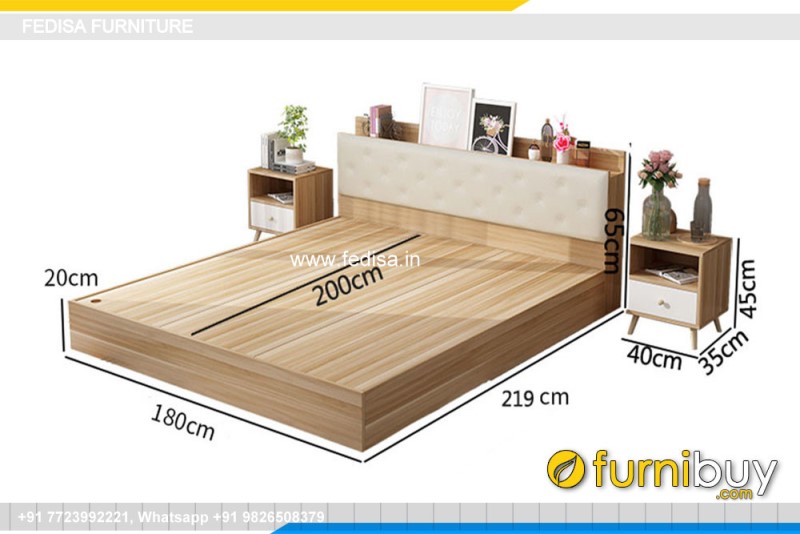 Wooden Bed Double Cot Wooden Pvc Design For Bedroom No-5156