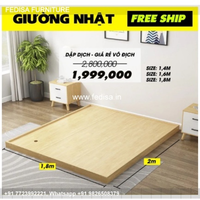 Wooden Bed Wooden Chest Of Drawers Blue And Gray Bedroom No-5166