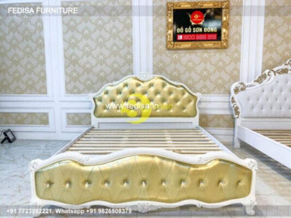 Wooden Bed White Wooden Single Bed Room Almari Design No-5175