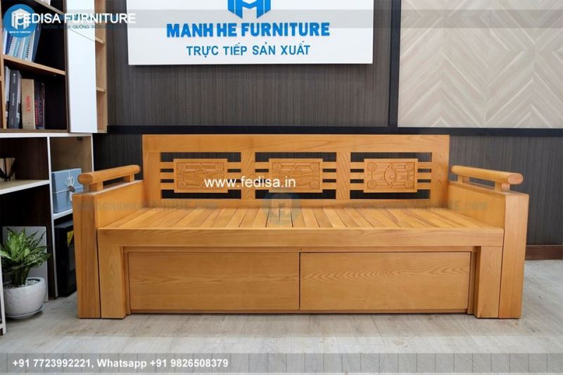 Wooden Bed Double Cot Wooden Bedroom Storage Furniture No-5222