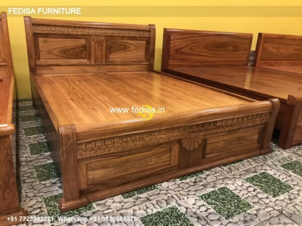 Wooden Bed Wooden Bedside Table Japanese Bedroom Design No-5231